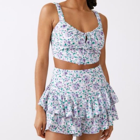 Urban Outfitters Dresses & Skirts - Floral Skort and Crop Top Set